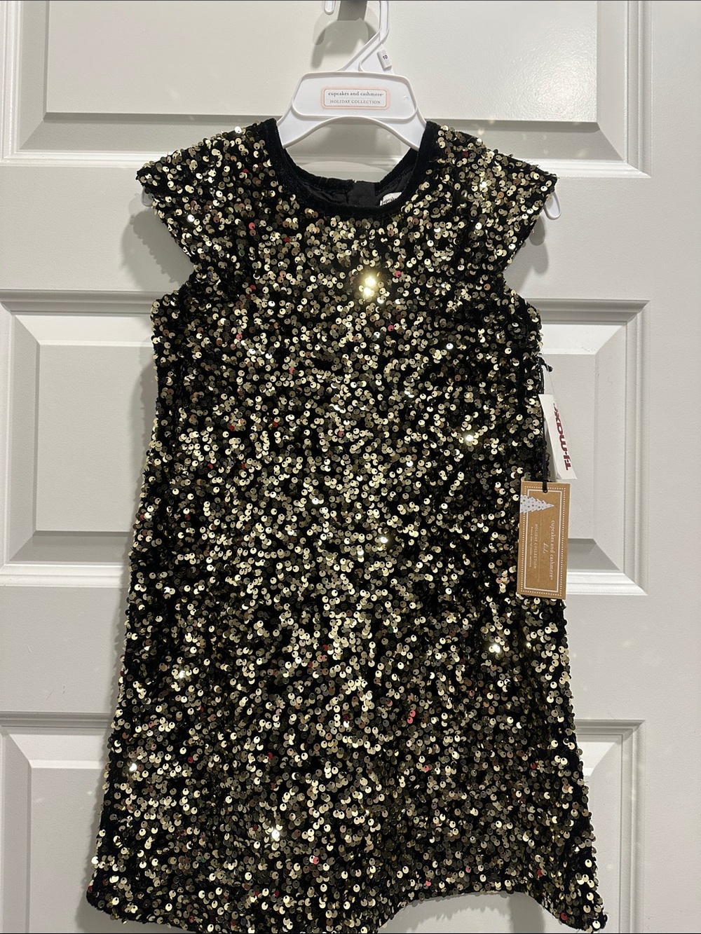 Cupcakes and Cashmere Girls Black Sequin Party Dress size 6